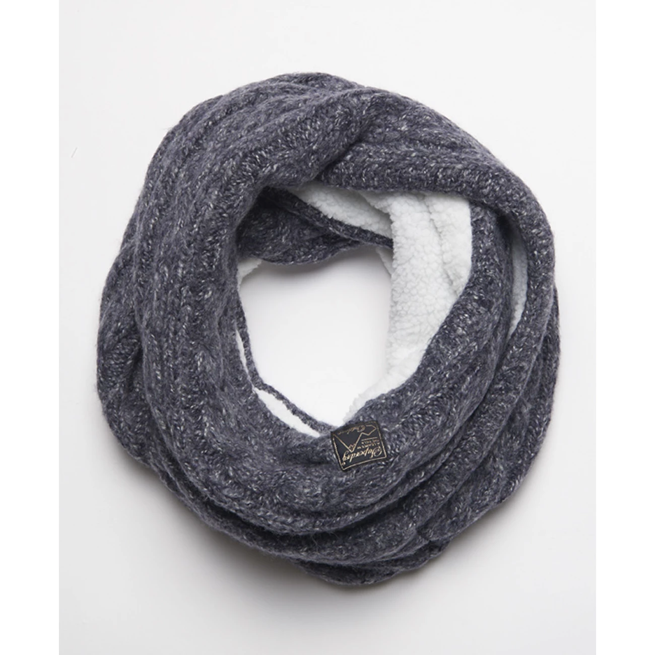 Offres 😀 Mode- Lifestyle Femme Superdry Snood En Maille Torsadée En Tweed Femme Superdry BLEU 🌟 – Image 2