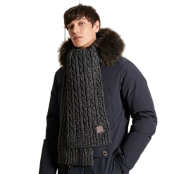 Bon marché ❤️ Mode- Lifestyle Homme Superdry Écharpe En Maille Torsadée Superdry Trawler GRIS 🎁
