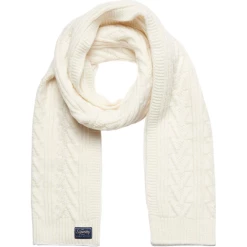 Meilleure affaire 👏 Mode- Lifestyle Femme Superdry Écharpe En Maille Torsadée Femme Superdry Lux BLANC 😀